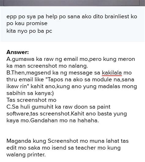 Epp Po Sya Pa Help Po Sana Ako Dito Brainliest Ko Po Kau Promise Kita