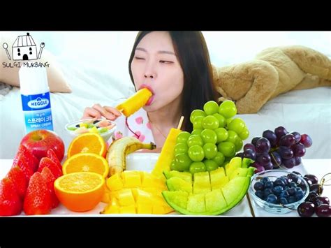 ASMR MUKBANG Fruit Desserts Shine Musket Mango Orange Melon