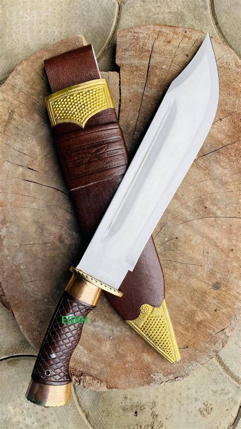 Egkh 12 Inch Bowie Knife Full Tang Fixed Blade Wood Handle Etsy