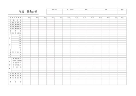 すぐに使える賃金台帳テンプレート（excel・pdf）無料・登録不要 ビズ研