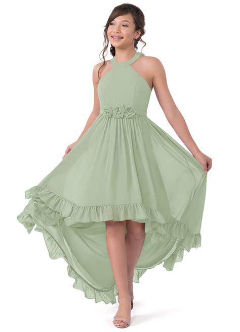 Dusty Sage Azazie Hermione Jbd Junior Bridesmaid Dresses Azazie