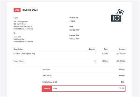 How To Create A Photography Invoice Templates Examples