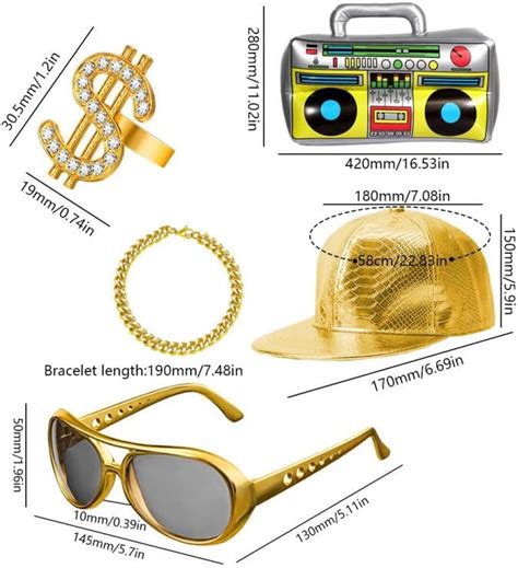 UBERMing Set Accessori Rapper Costume Hip Hop Collana E Anello Con