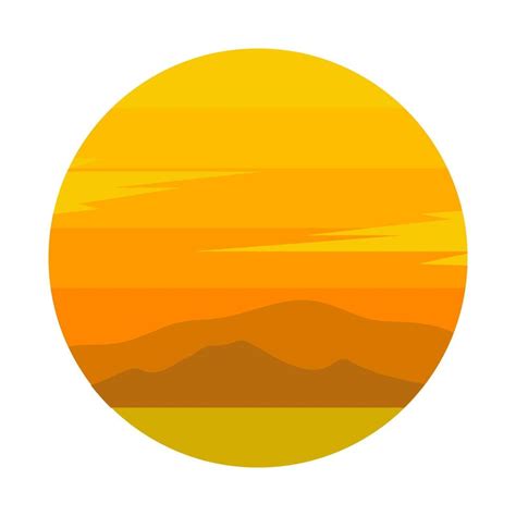 simple yellow sun logo and mountain silhouette 13042940 Vector Art at ...