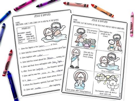 Jesus Is Baptized By John The Baptist Printable Activity Sheets Craft