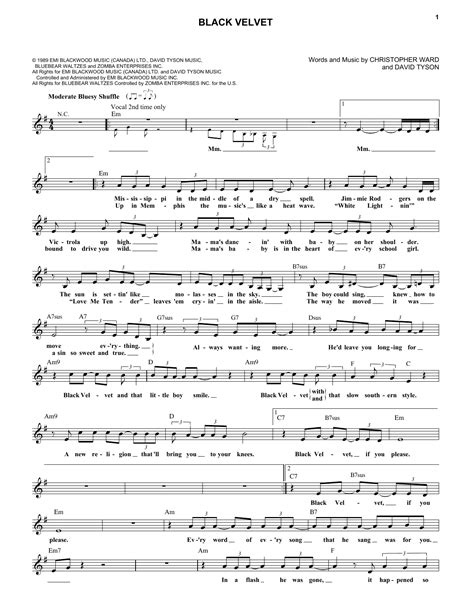 Alannah Myles - Black Velvet sheet music