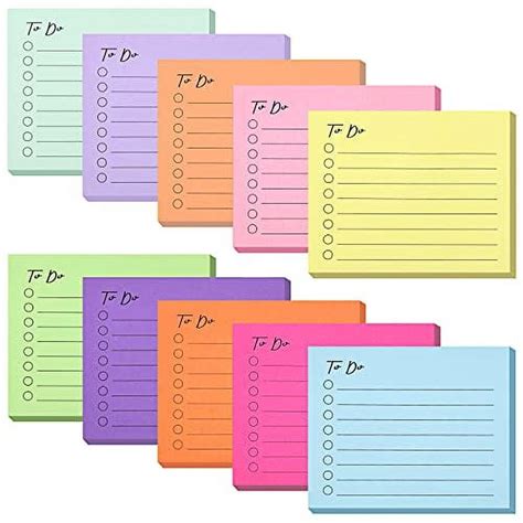 EOOUT 10 Pack Sticky Notes 500 Sheets Self Stick To Do List With Line