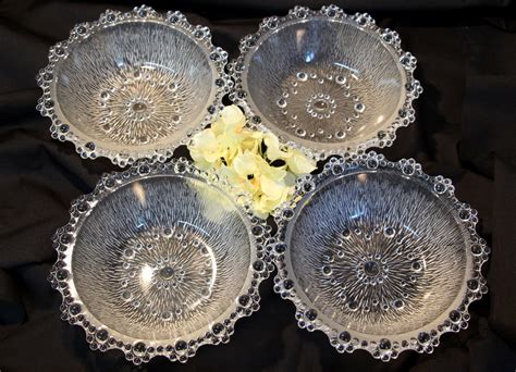 Vintage Pressed Glass Dessert Dishes Japanese Aderia Bubble