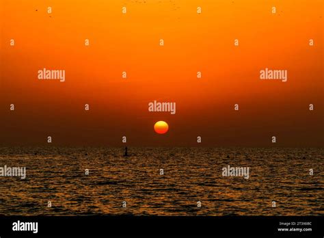 Beautiful Golden Hour Sunset From Dubai Beach Stock Photo Alamy