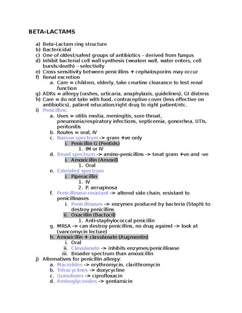 Beta Lactams Beta Lactam Drugs Lecture Notes Beta Lactams A Beta Lactam Ring Structure B