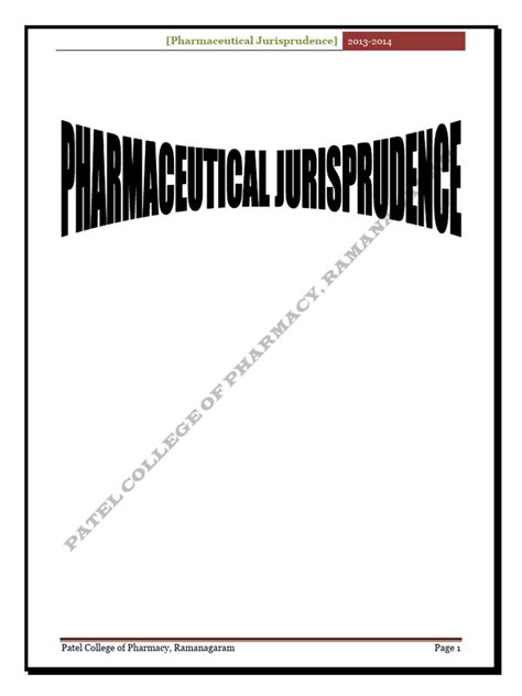 Jurisprudence Notes Pdf Pharmacy Pharmacist