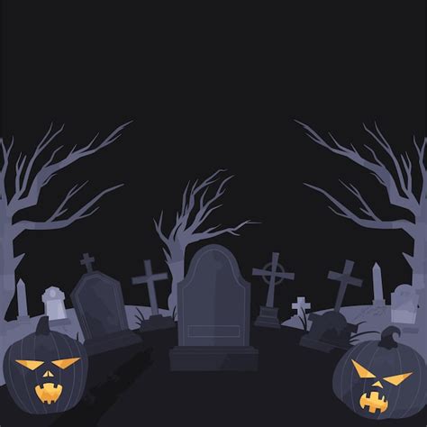 Premium Vector Scary Halloween Graveyard Illustration Background