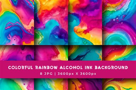 Colorful Rainbow Alcohol Ink Backgrounds Graphic By Srempire Creative