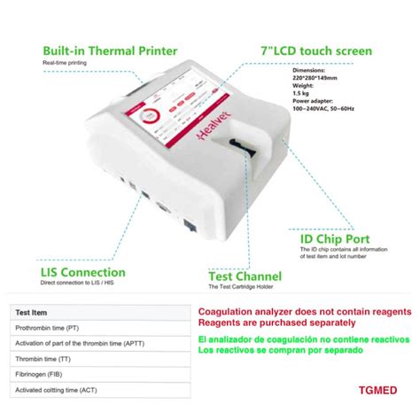 Tg Veterinary Coagulation Analyzer Reagent Pt Aptt Tt Act Fib