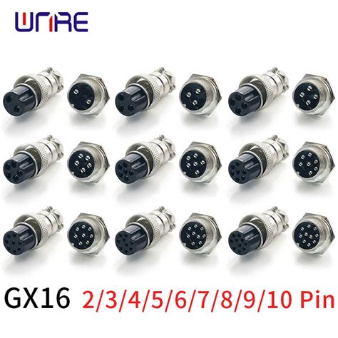 1set Gx16 2 3 4 5 6 7 8 9 10 Pins Male And Female 16mm Circular Aviation Socket Plug Wire Panel