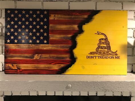 Wooden Gadsden Flag, Wooden Don't Tread on Me/USA flag, – Old Glory Rustic Sign Co.