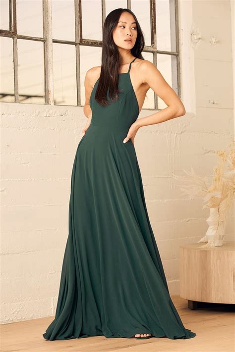 Beautiful Dark Green Dress - Maxi Dress- Backless Maxi Dress - Lulus