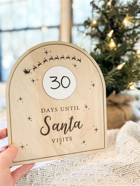 Days Until Christmas Santa Countdown Sign Days Until Santa Christmas