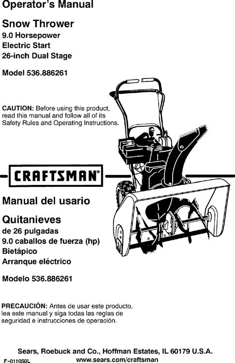 Craftsman User Manual Snow Thrower Manuals And Guides L