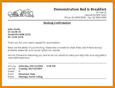 Hotel Booking Confirmation Letter Riset