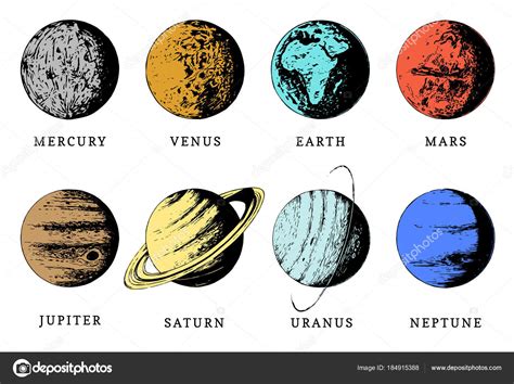 Planets Solar System White Background