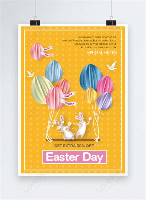 Yellow Rabbit Easter Poster Template Image Picture Free Download 466167058