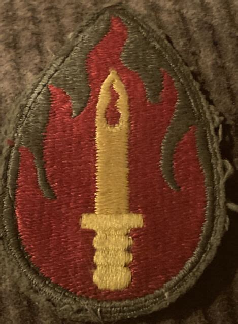 Ww2 63rd Army Infantry Patch With A Golden Sword Within A Red Flame