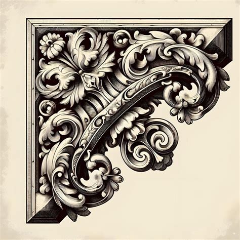 Premium Photo Vintage Corner Element With Old Engraving Art Style