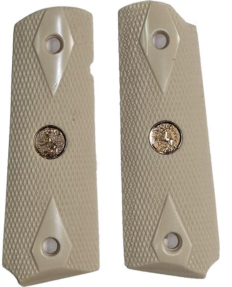 Colt Ivory Like Grips Checkered Double Diamond With Medallions