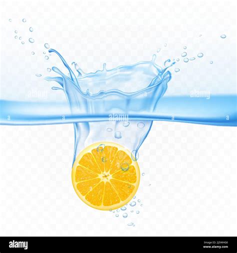 Lemon In Water Splash Explosion Isolated On Transparent Background