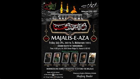 LIVE MAJLIS E AZA SAYYID US SHOHADA A S ZAKIR E AHLEBAITH A S