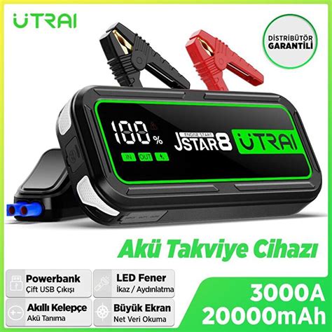 UTRAI Jstar 8 74Wh 20000mAh 3000A Jump Starter Taşınabilir Akü Takviye