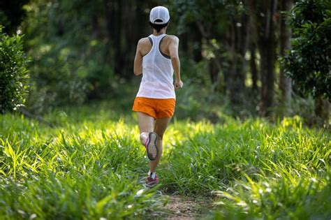 Premium Photo Trail Runner Running In Summer Forest Trail