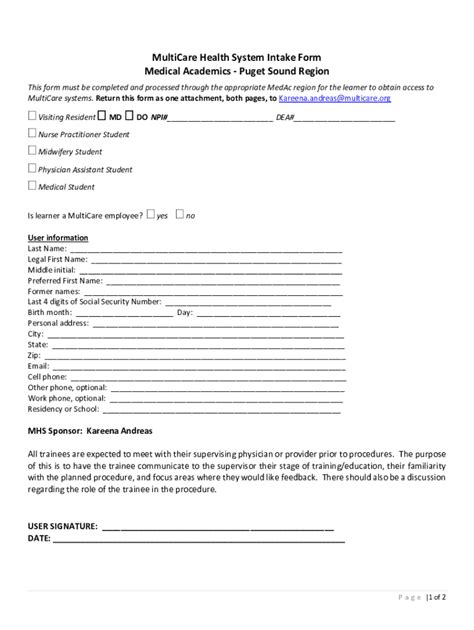 Fillable Online Mhs Intake Form Intended For Info Gathering To Input