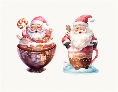 Watercolor Hot Chocolate Clipart Santa Claus Christmas Hot Cocoa Christmas Png Images Winter