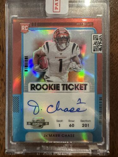 2021 Contenders Optic JaMarr Chase Rookie Ticket Auto Orange Blue 16