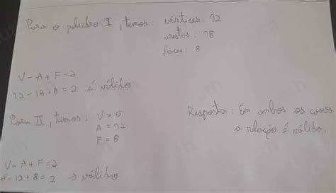 Solved Verifique A Validade Da Rela O De Euler Para Cada Poliedro