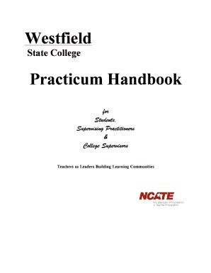 Fillable Online Westfield Practicum Handbook Westfield State