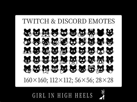 Twitch And Discord Emotes Pack 50 Black And White Cute Cat Etsy