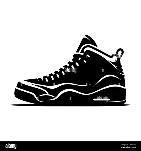 Sneakers Icon Black Silhouette Of High Top Sneakers On A White Background Vector Illustration