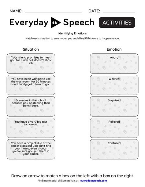 Counseling Identifying Emotions Worksheet