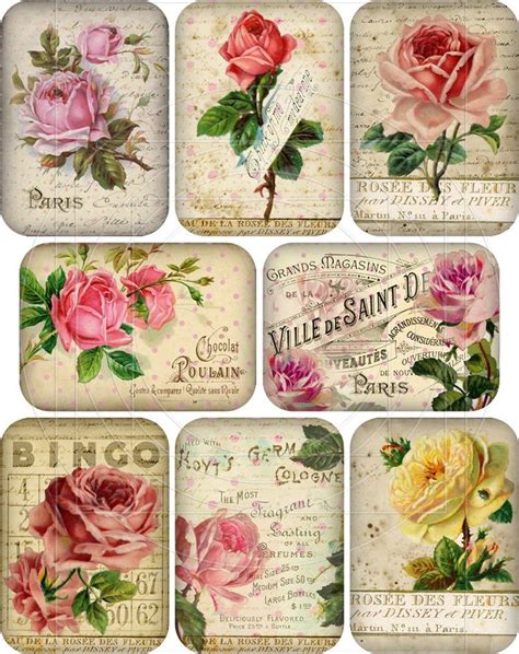 Etiquetas Tags Rosas Roses Vintage Decoupage Vintage Shabby Chic