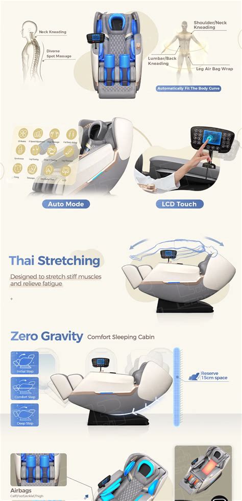 Leercon Oem Luxury Cheap Price Shiatsu Massage Chair 4d 8d Zero Gravity Full Body Electric Chair