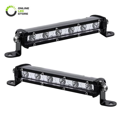 2pc 7 Ultra Slim Single Row Off Road CREE LED Light Bar 1530lm 18W