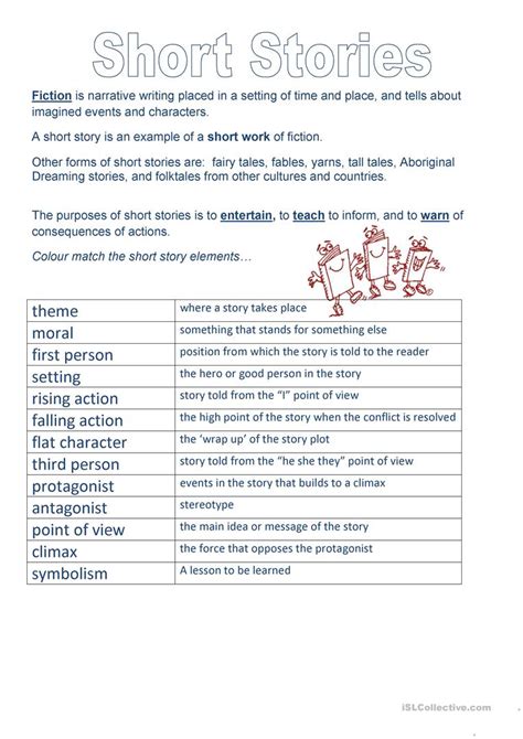 Elements Of A Short Story Worksheet