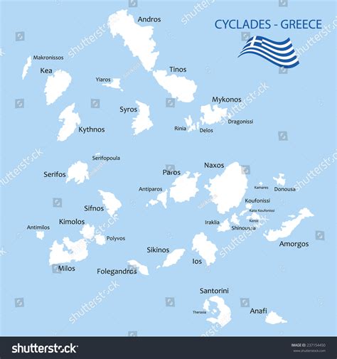 Cyclades Map Stock Vector Illustration 237154450 : Shutterstock