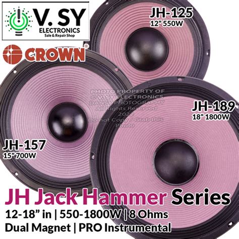 Original 2023 Crown JH Jack Hammer Series 550 1800W 8 Ohms 12 15 18