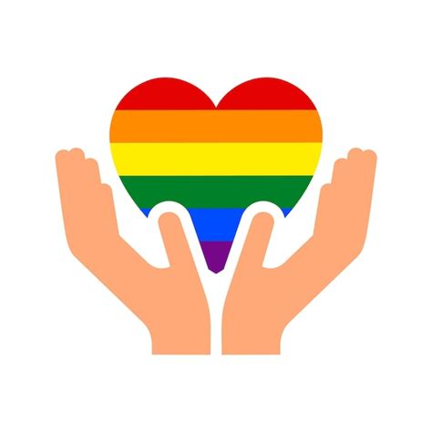 Premium Vector Hands Gesture With Heart And Flag Of Pride Lgbt Drawn