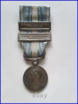 Médaille coloniale argent agrafes AOF AEF et étoile noire du Bénin