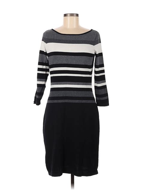 Lauren By Ralph Lauren Stripes Black Casual Dress Size M 87 Off